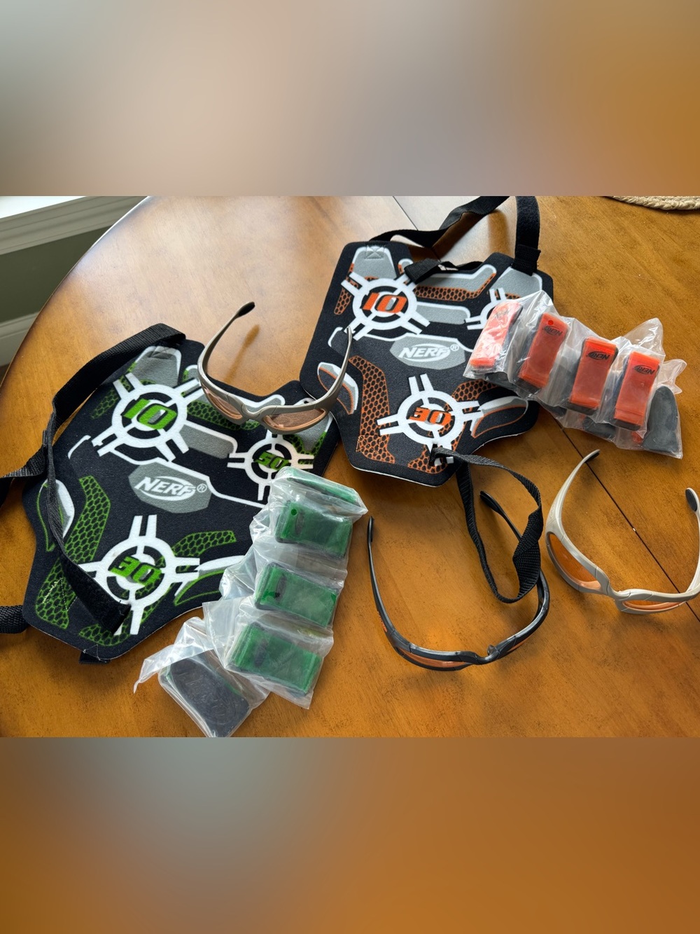 Nerf Tactical Chest Plates, Goggles and Dart Clips - Black, Orange, Green